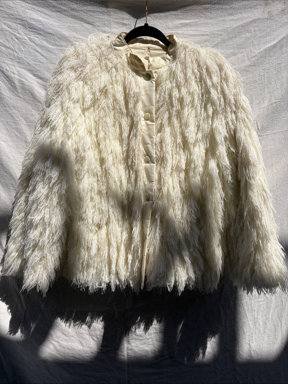 Cream Faux Fur Jacket - Women's Cozy Coat
